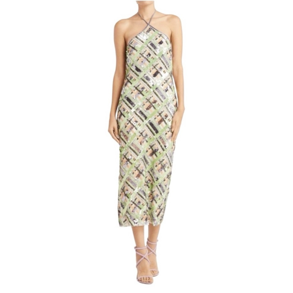 $995 Veronica Beard Cherie Women's Sequin Halter Midi Party Dress Multi Size 2